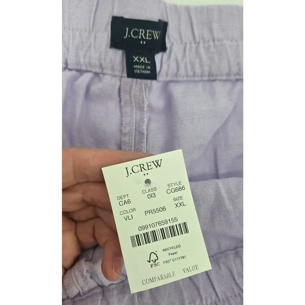 NWT J Crew Factory Linen-blend pull-on short Vintage Lilac Size XXL